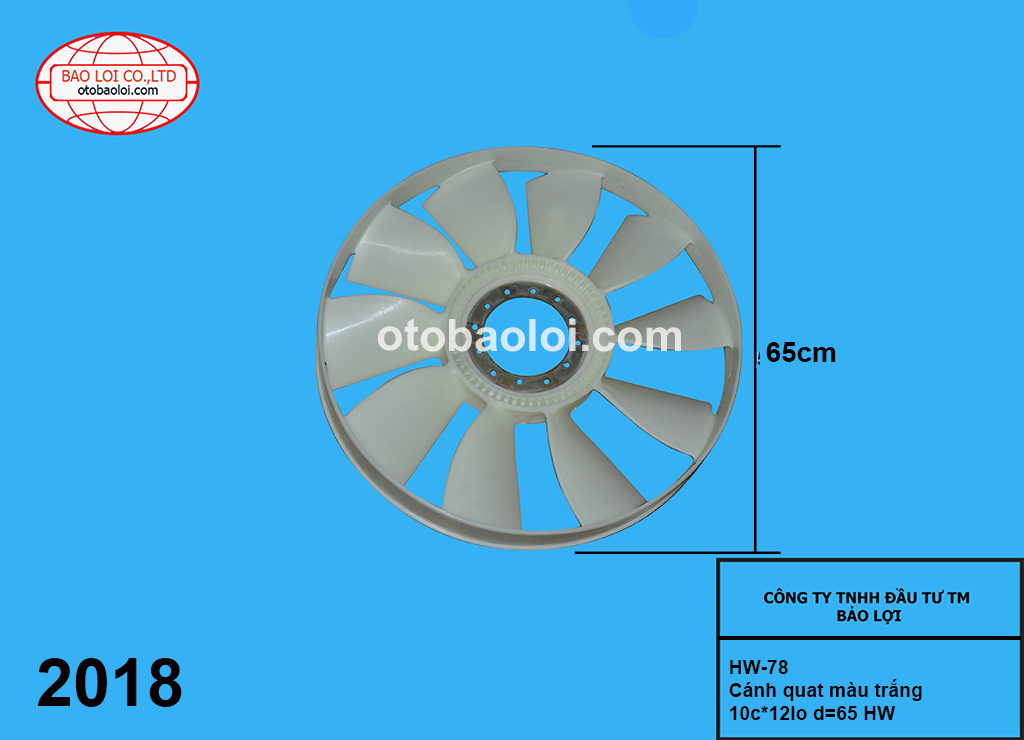 Cánh quat màu trắng 10c*12lo d=65 HW